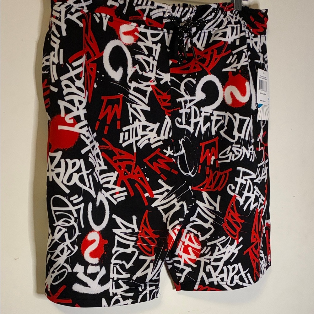 Fresh Stylish Black and Red Men's Swim Shorts